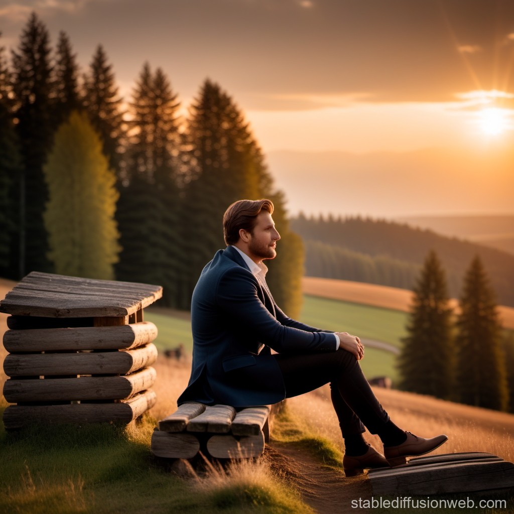man-on-white-horse-rides-in-sunset