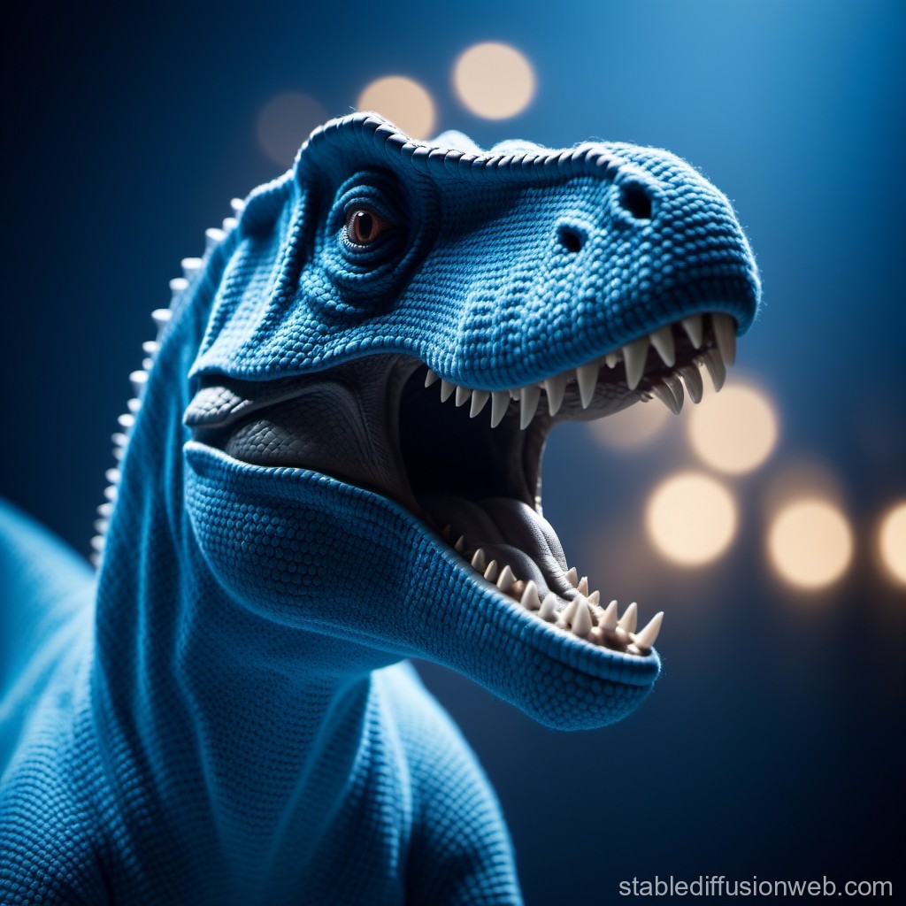 hyperrealistic-blue-yarn-dinosaur-portrait