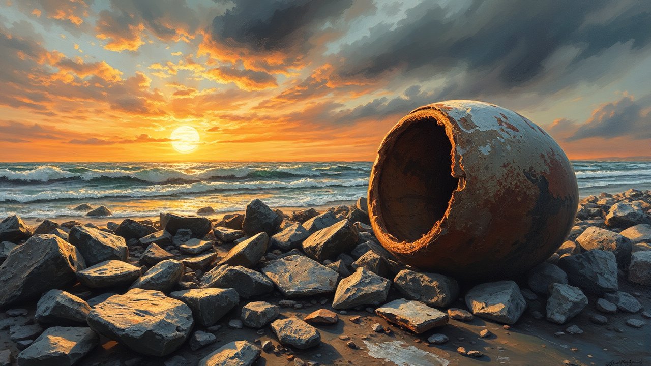 a-sunset-scene-on-a-rocky-beach