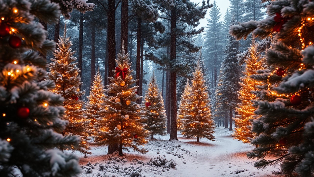 winter-forest-with-decorated-christmas-trees