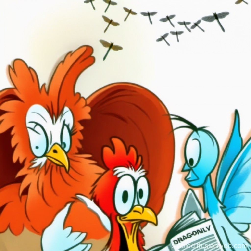 rooster-dragonfly-discuss-with-background-noise