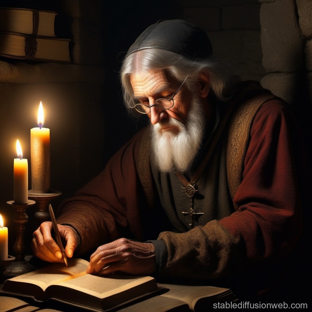 elderly-mage-examining-ancient-books-by-candlelight-in-a-dark-dungeon