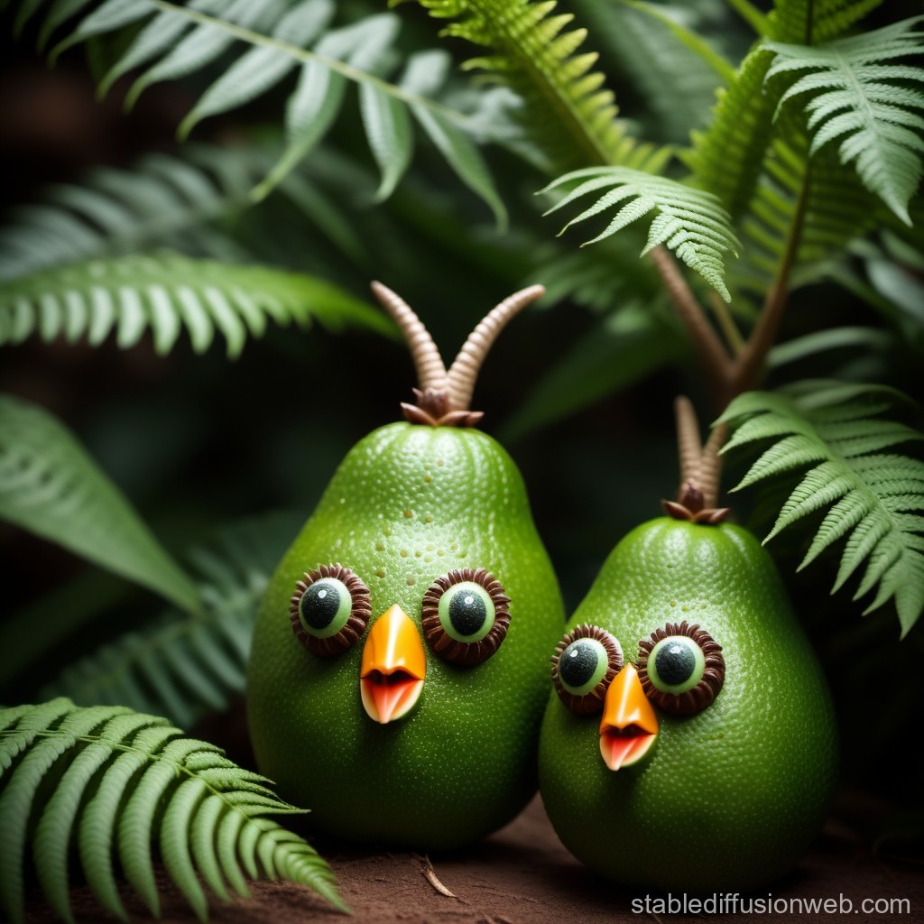 horned-eye-bearing-sentient-avocados-in-ferns