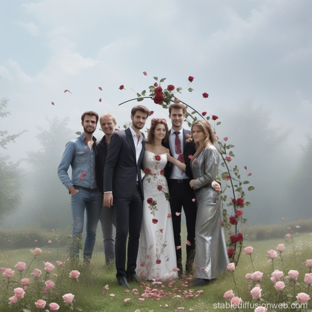 real-people-under-a-metal-rose-arch