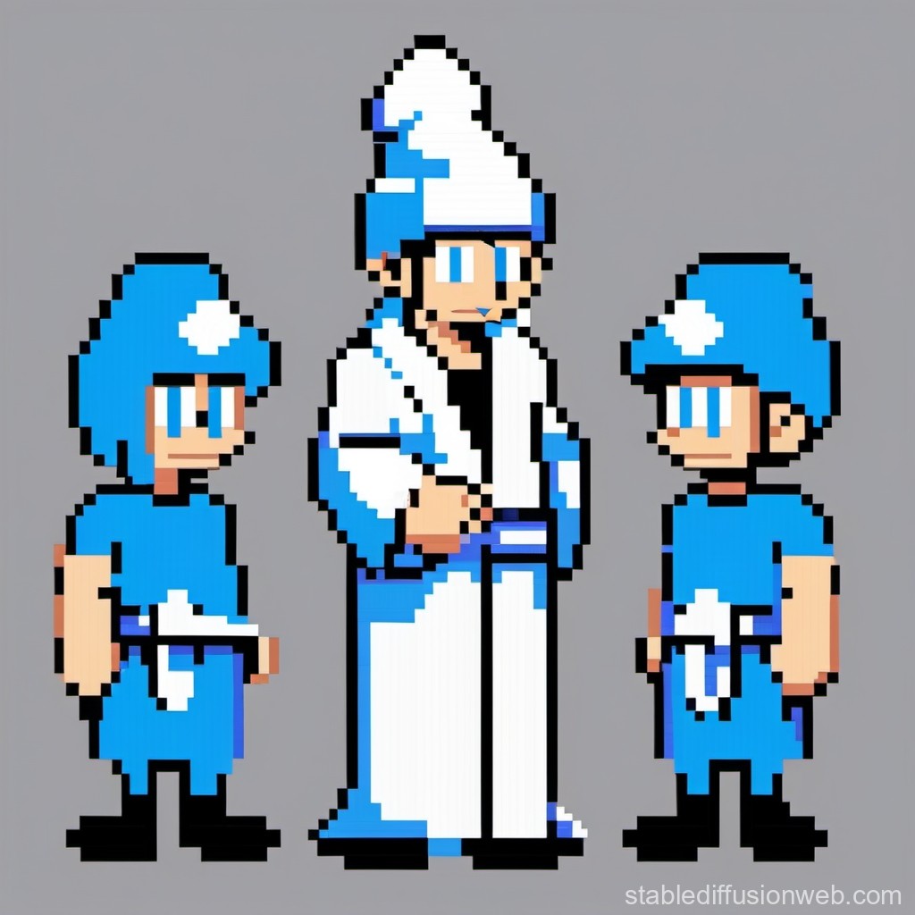 8-bit-man-teaching-blue-smurfs