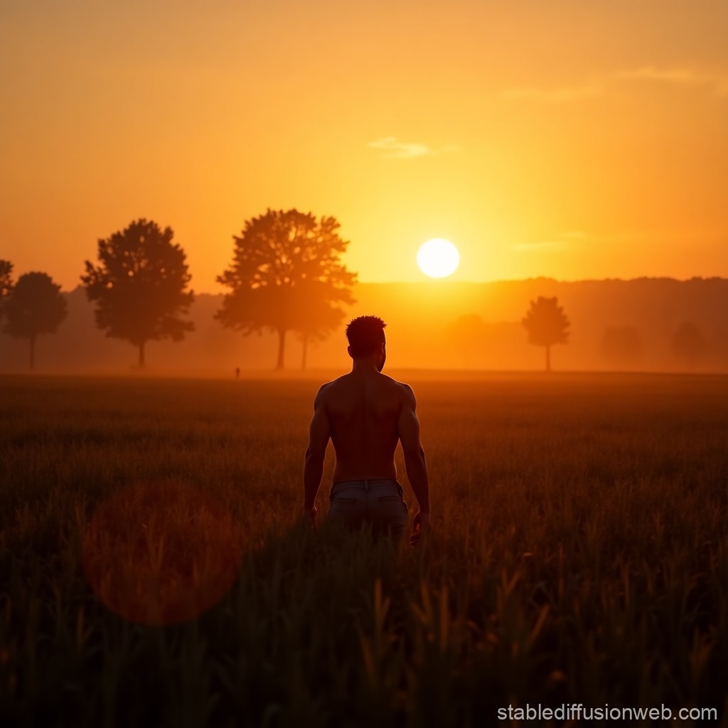 sunset-in-pine-field-with-farmer