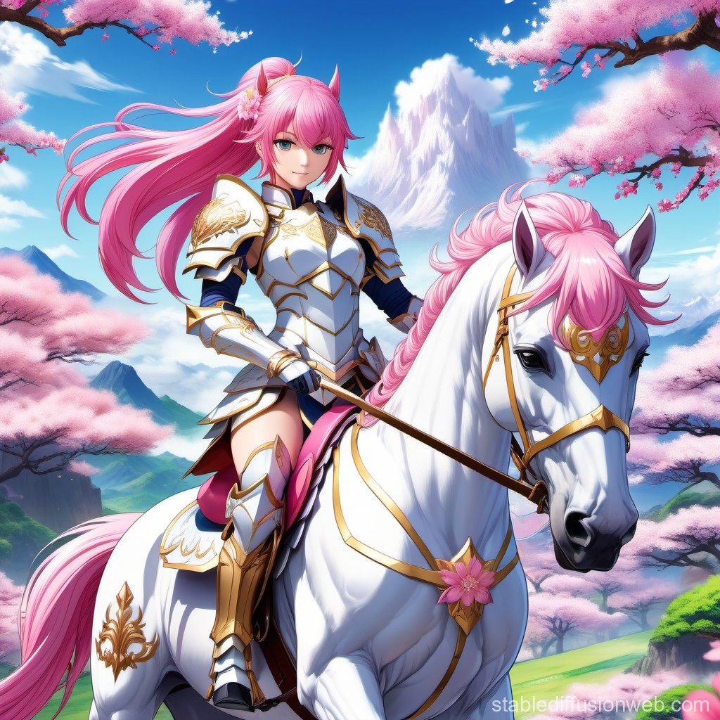 pink-haired-warrior-on-horseback-with-armor-shield