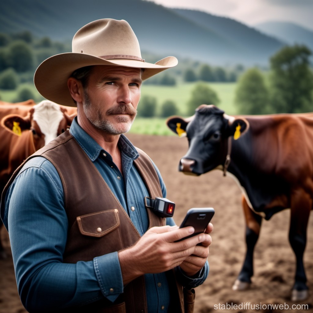 cattle-farmer-with-hazard-warning-on-phone