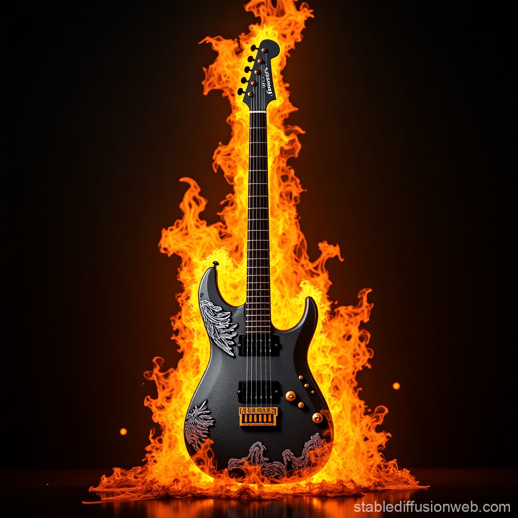 burning-guitar-with-metallica-and-megadeth-wings