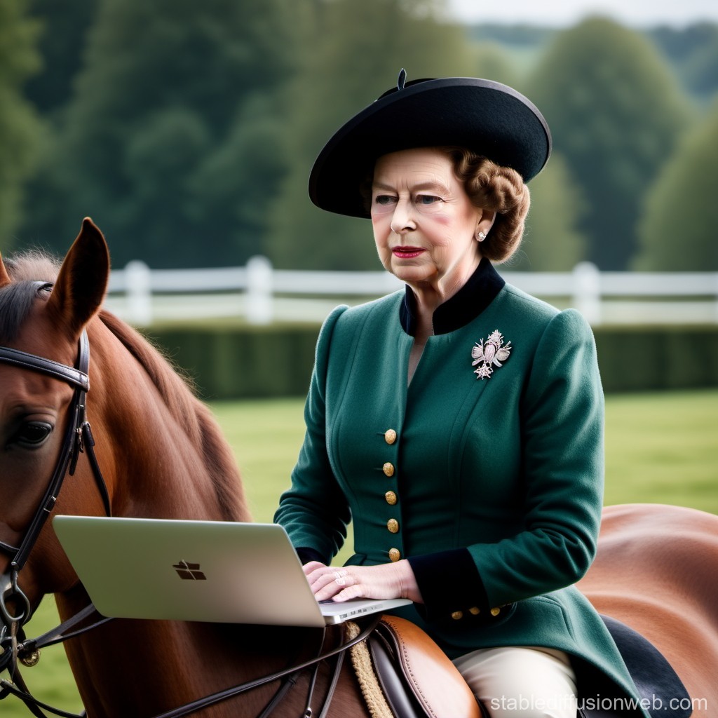 queen-elizabeth-ii-coding-on-laptop-while-horseback-riding