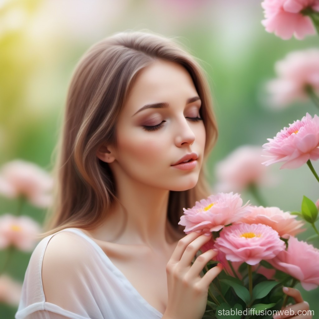 woman-smelling-flowers-in-hd