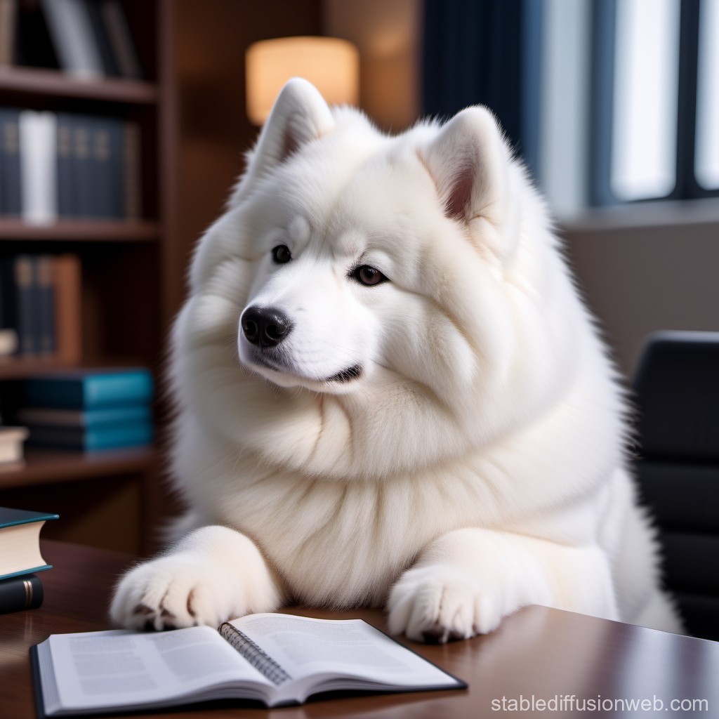 samoyed-homework-scene