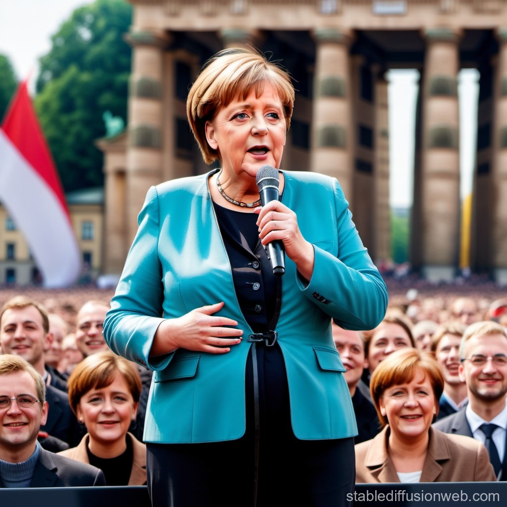 angela-merkel-singing-at-brandenburg-gate