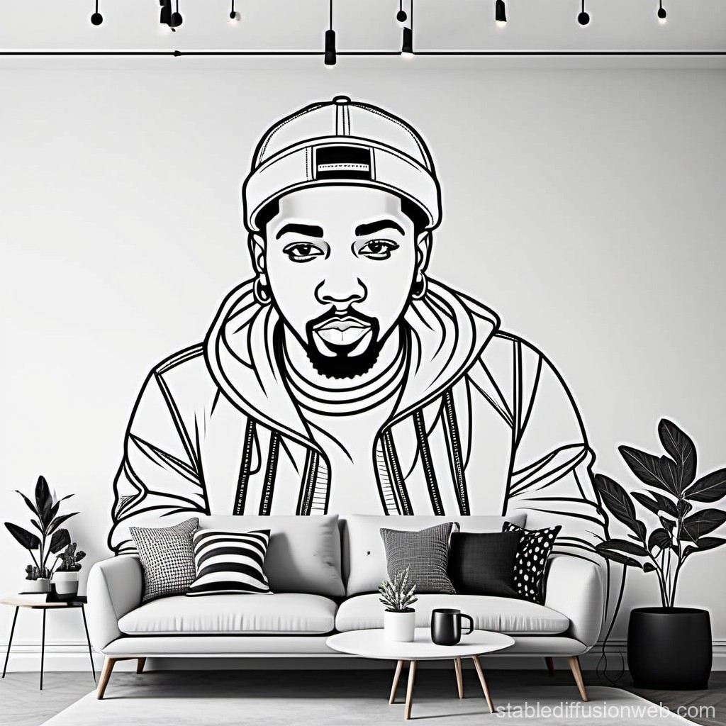 minimalist-music-inspired-mural-hip-hop-vibes