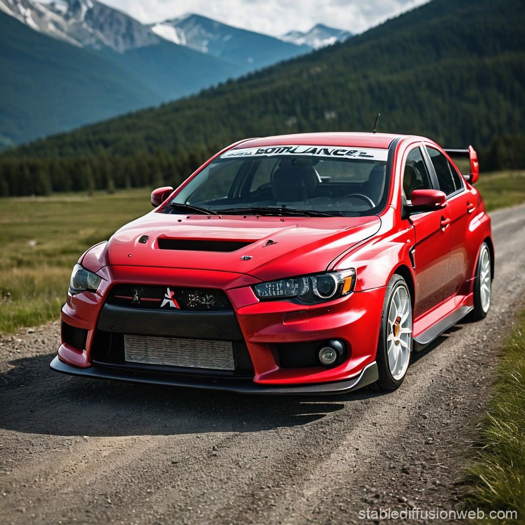 red-lanter-evo-drifting-in-mountains