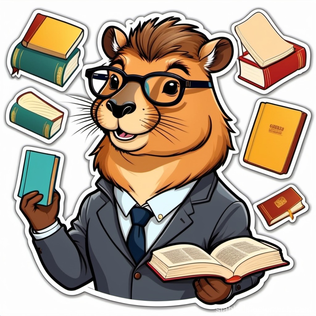 jumping-english-teacher-capybara-with-flying-books