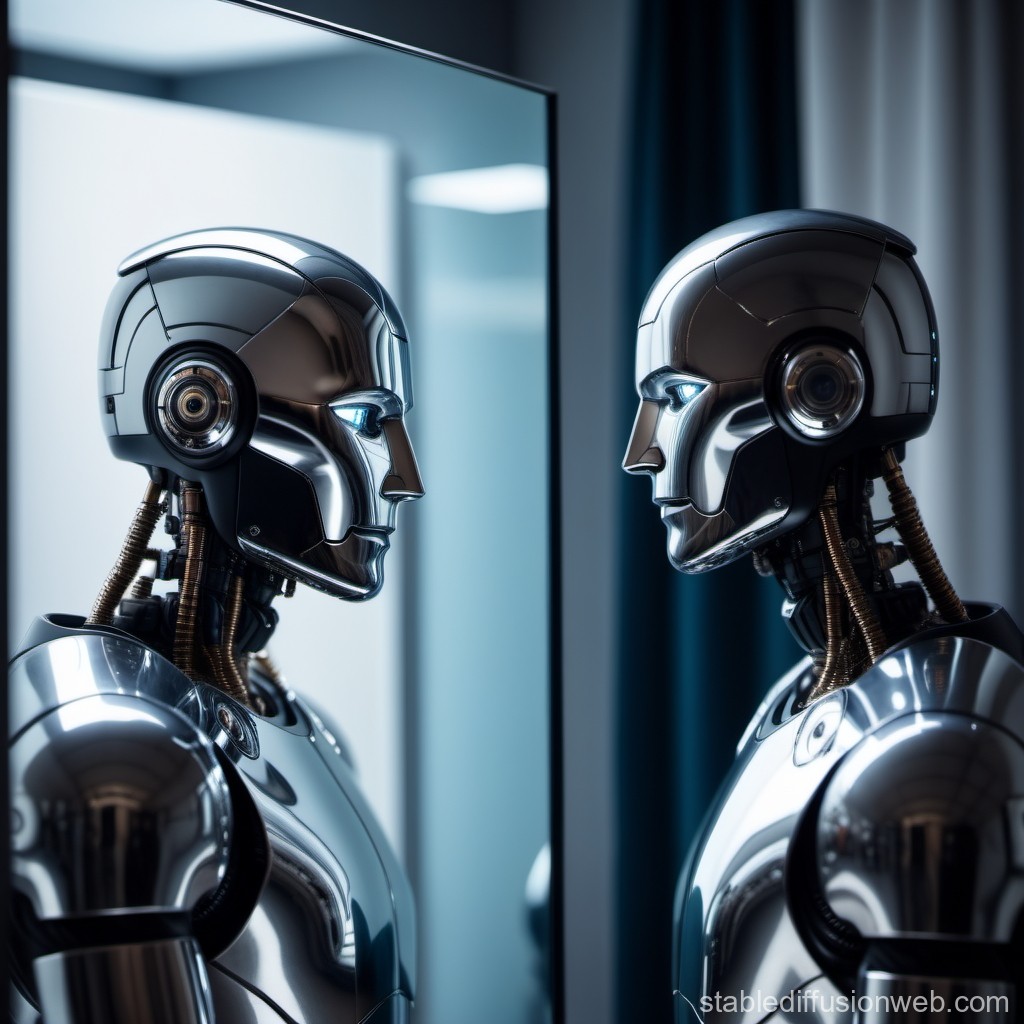 mans-reflection-as-a-robot-in-mirror