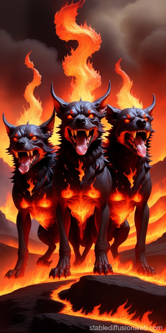 cerberus-with-three-heads-in-hellish-flames