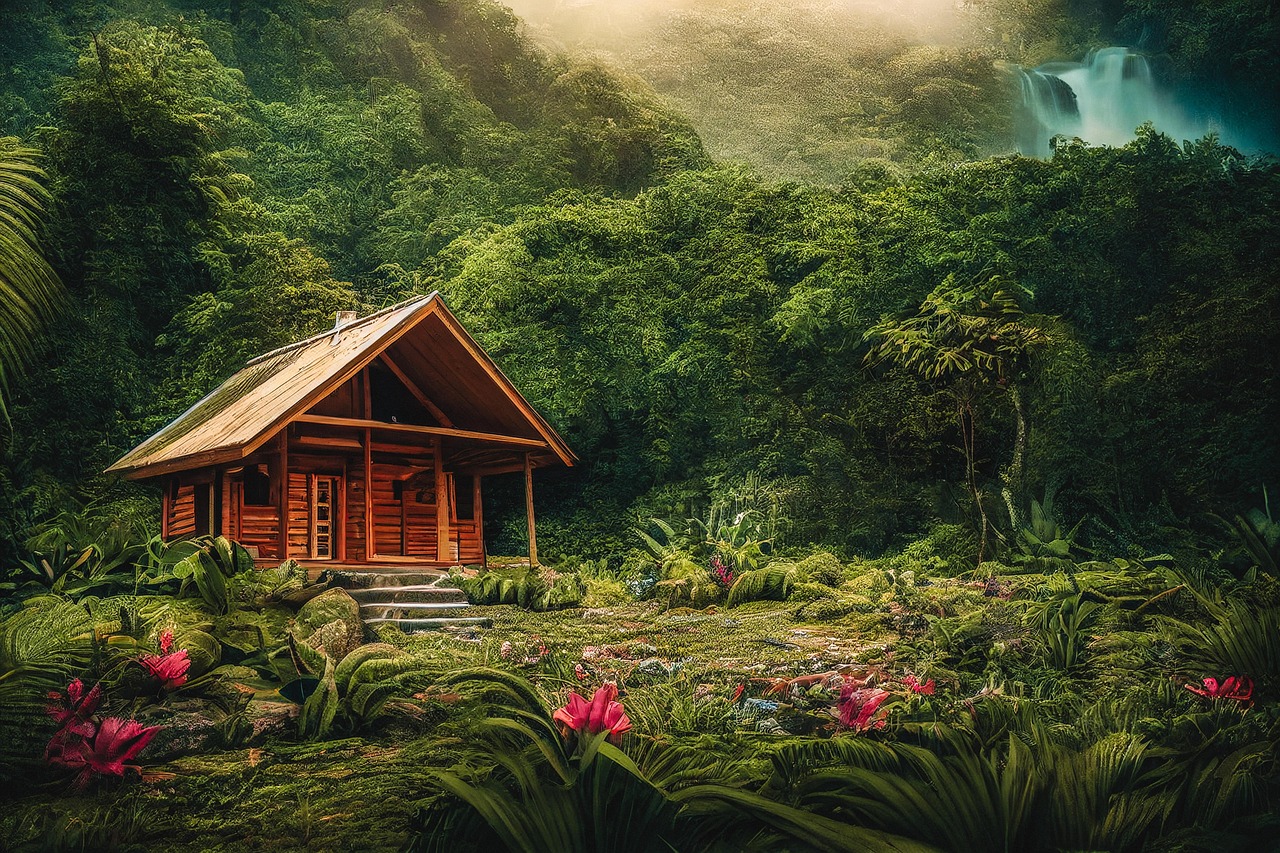 ai-generated-jungle-cabin-cottage