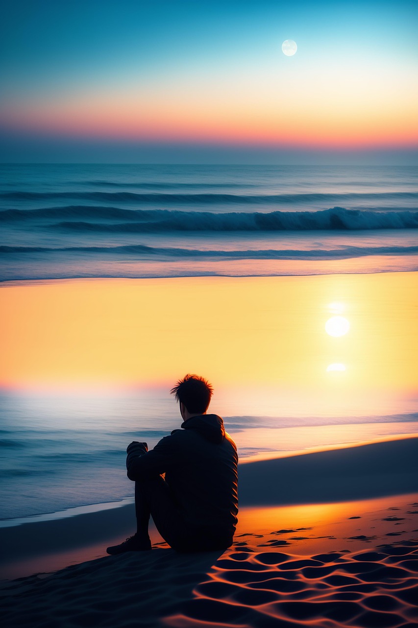 ai-generated-man-alone-beach-sea