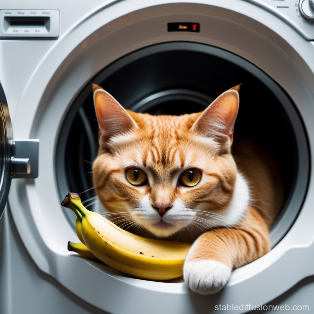 cat-laying-on-washing-machine-with-banana
