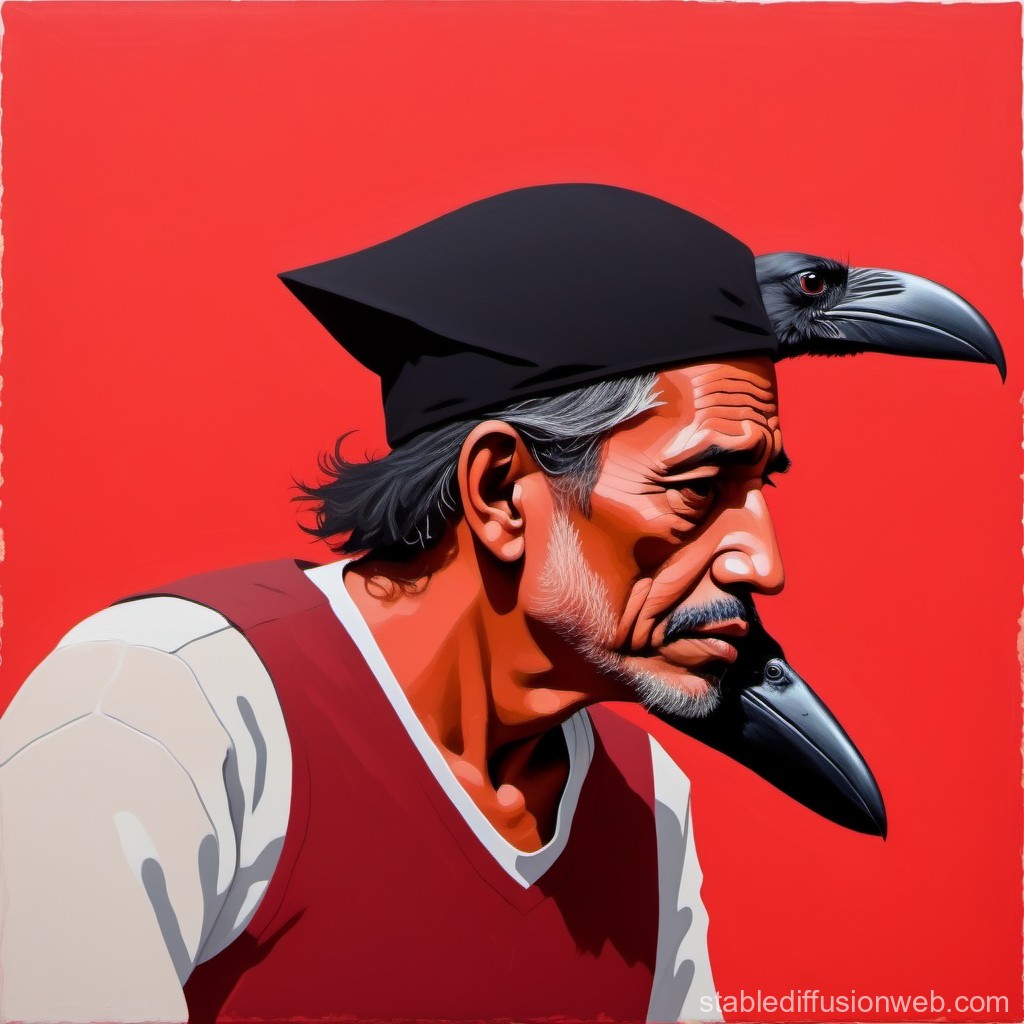 minimalist-painting-poor-latino-man-crow