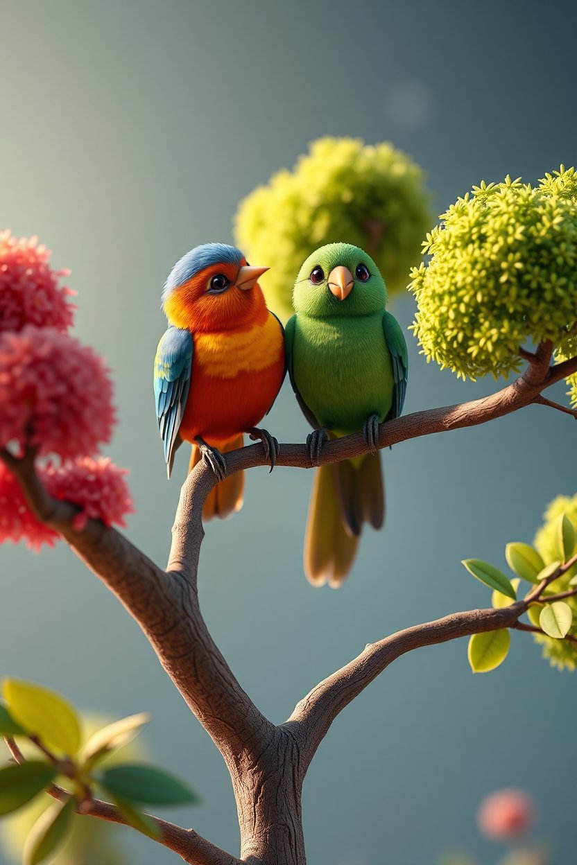 colorful-birds-sitting-on-the-young-tree