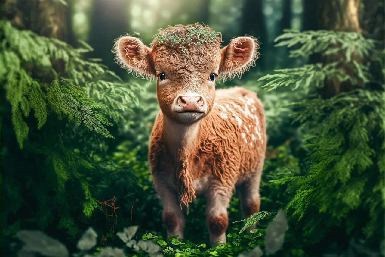 cow-calf-forest-animal-fantasy