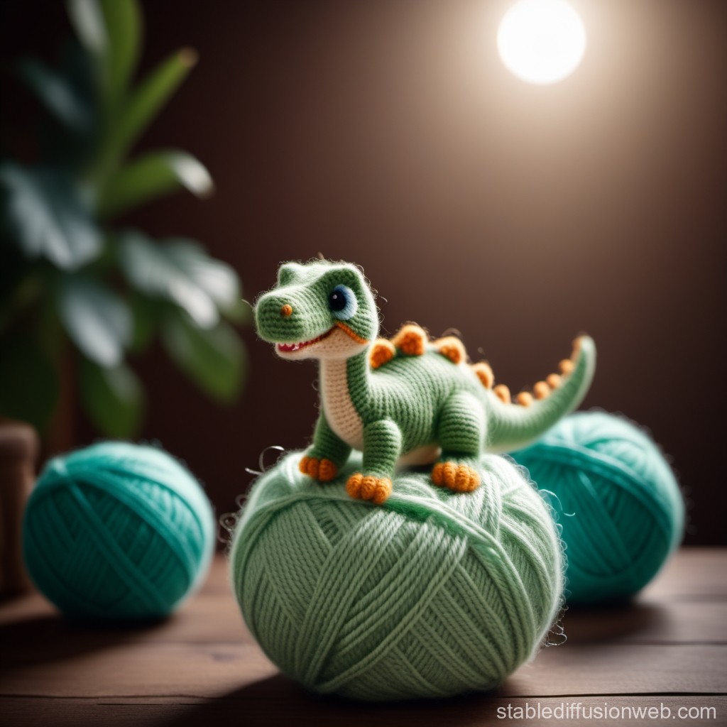 hyperrealistic-dinosaur-shaped-yarn-ball